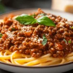 Authentisches Bolognese Rezept mit traditioneller italienischer Sauce in Topf