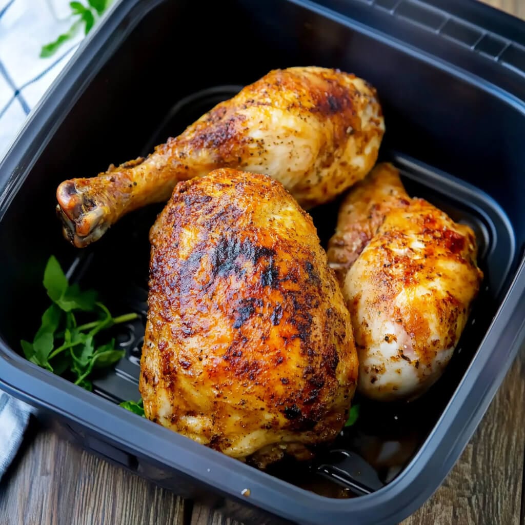 Knusprige Hähnchenschenkel im Airfryer gebacken