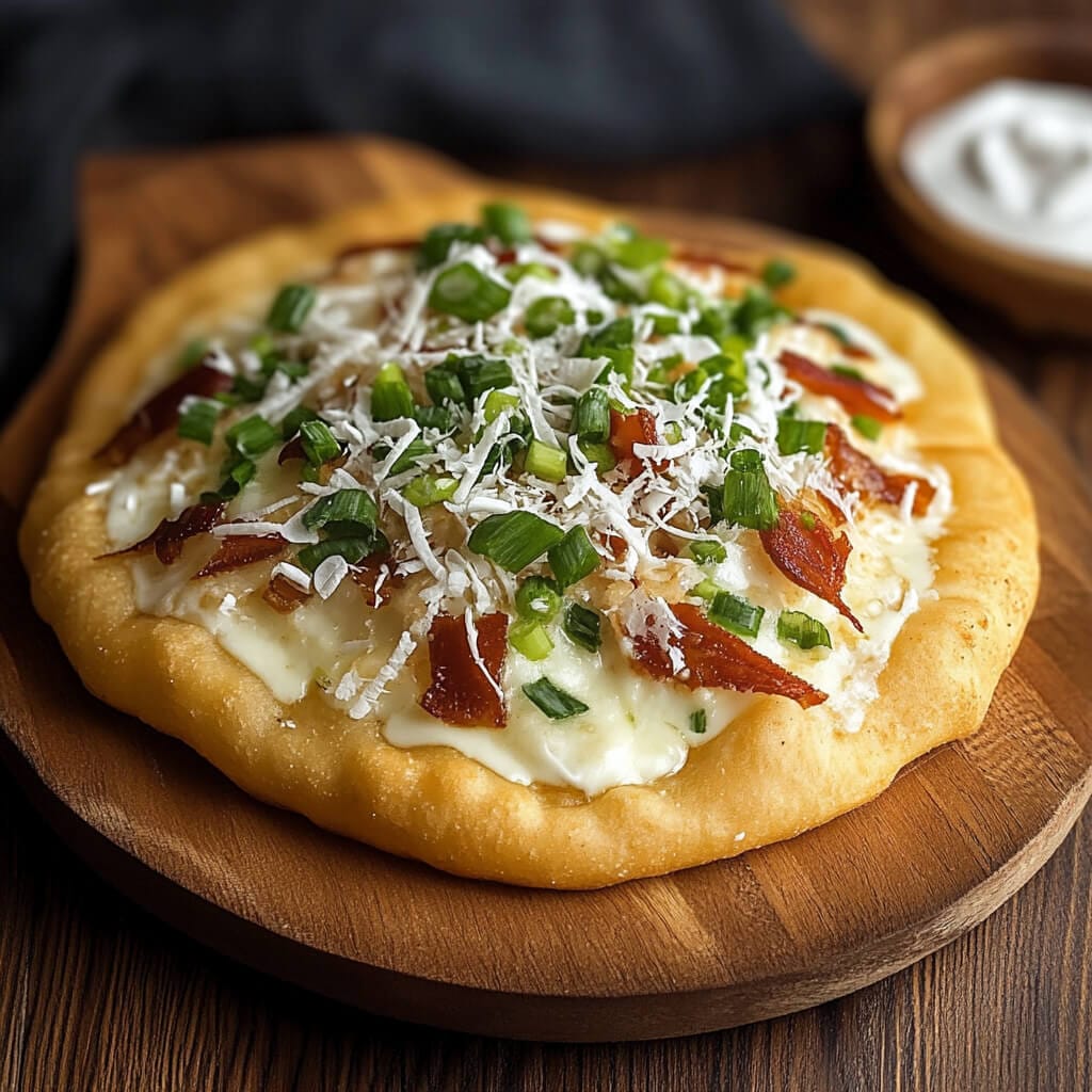 Knuspriger Langos aus dem Airfryer mit Toppings