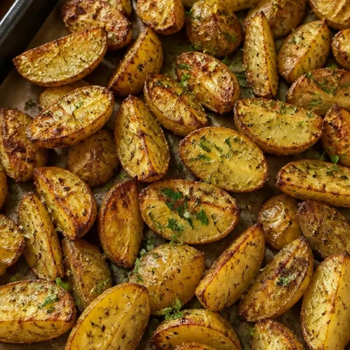 Leckere Backofenkartoffeln aus dem Ofen mit goldbrauner Kruste